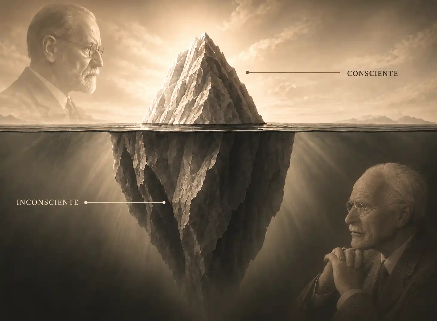Iceberg: a ponta consciente acima da linha d'água e a grande massa inconsciente submersa, a metáfora de Freud